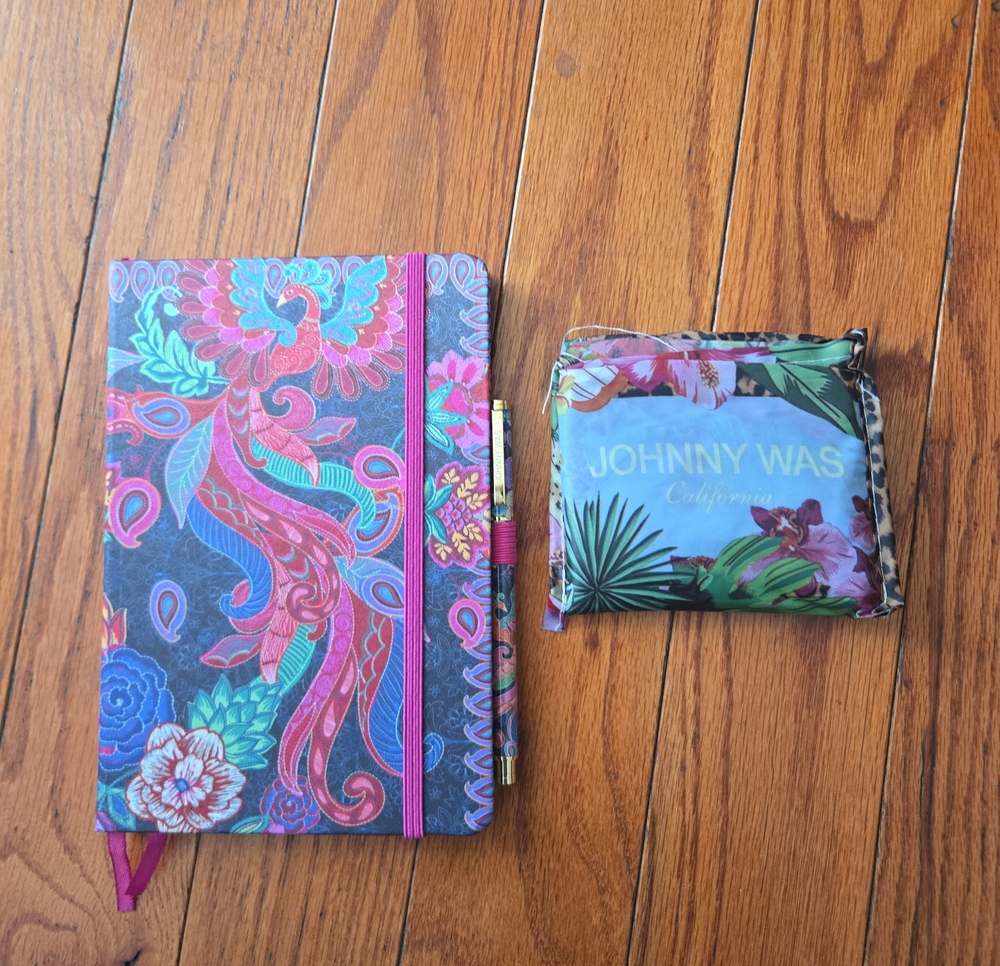 Johnny Was Multicolor Paisley Notebook with Tropical Foldable Pouch